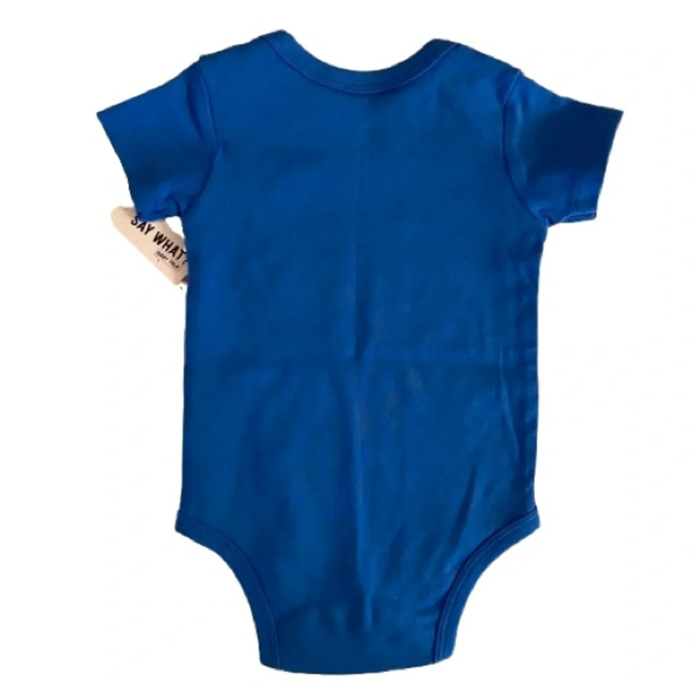 Say What? Baby Talk Blue Onesie Size 3-6 mos 100% Cotton Funny Baby Gift NWT